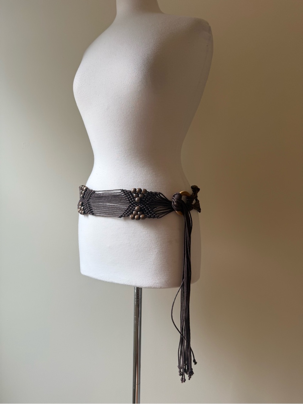 Boho Macramé Beaded Tie Belt with Long Tassels